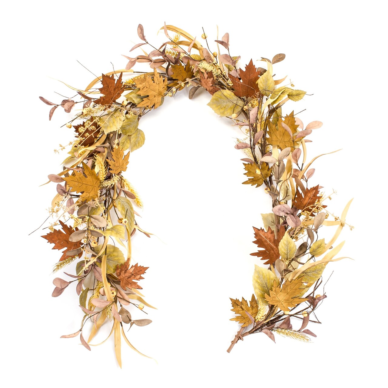 Melrose Set of 2 Mini Pumpkin and Leaf Fall Harvest Artificial Garlands 5' x 4.5"